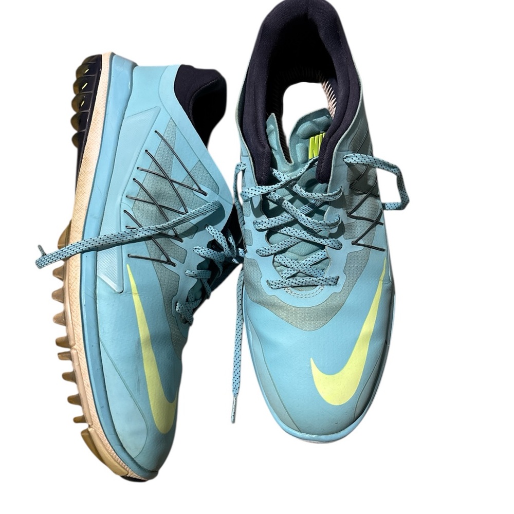 Nike golf shoes Lunarlon Sky Blue and Neon Yellow cleats Lunar Control no insole